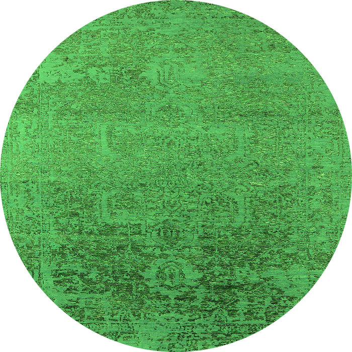 Round Oriental Green Industrial Rug, urb2541grn