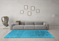 Machine Washable Oriental Light Blue Industrial Rug, wshurb2541lblu