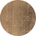 Round Oriental Brown Industrial Rug, urb2541brn