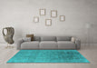 Machine Washable Oriental Turquoise Industrial Area Rugs in a Living Room,, wshurb2541turq