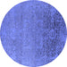 Round Oriental Blue Industrial Rug, urb2541blu