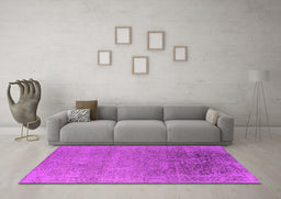 Machine Washable Oriental Pink Industrial Rug in a Living Room, wshurb2541pnk