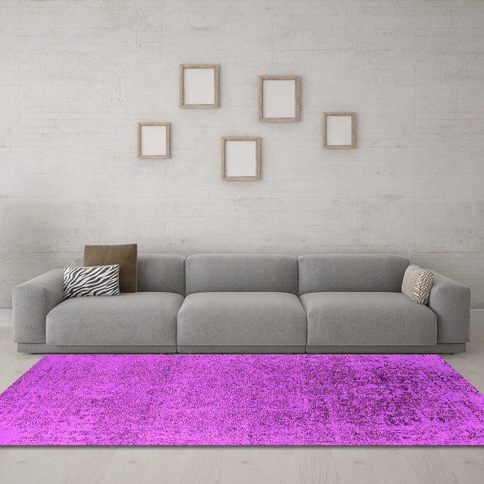 Machine Washable Oriental Pink Industrial Rug in a Living Room, wshurb2541pnk