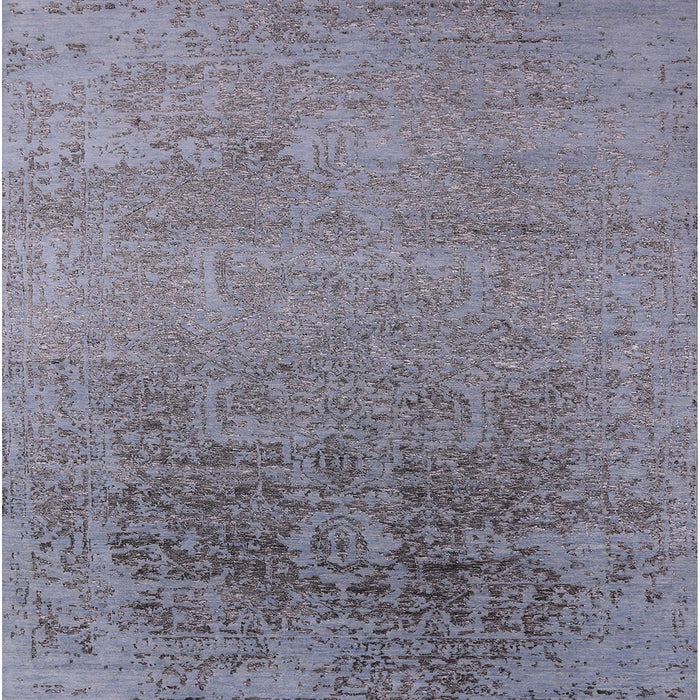 Square Machine Washable Industrial Modern Mist Blue Rug, wshurb2541