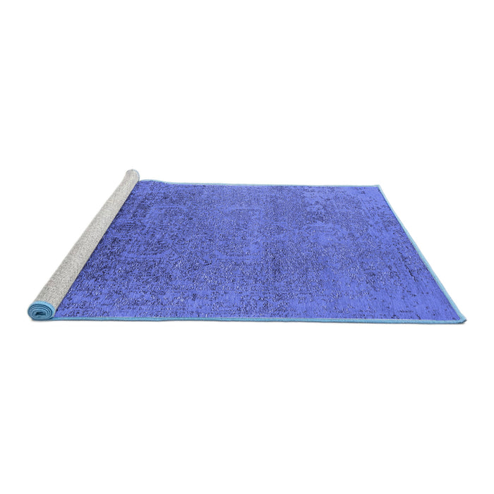 Sideview of Machine Washable Oriental Blue Industrial Rug, wshurb2542blu