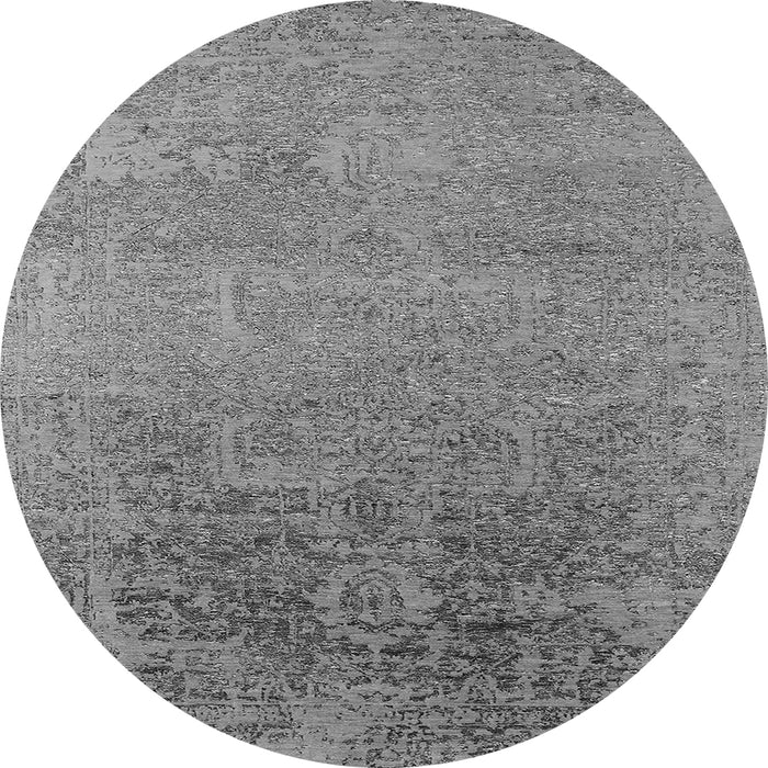 Round Oriental Gray Industrial Rug, urb2542gry