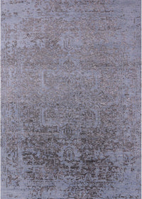 Machine Washable Industrial Modern Mist Blue Rug, wshurb2542