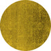 Round Oriental Yellow Industrial Rug, urb2542yw