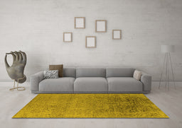 Machine Washable Oriental Yellow Industrial Rug in a Living Room, wshurb2542yw