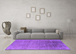 Machine Washable Oriental Purple Industrial Area Rugs in a Living Room, wshurb2542pur