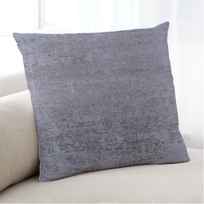 Lifestyle Image of Mid-Century Modern Urban Square Mist Blue Throw Pillow, 18 inch by 18 inch, pwurb2542