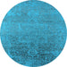 Round Oriental Light Blue Industrial Rug, urb2542lblu