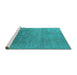 Sideview of Machine Washable Oriental Turquoise Industrial Area Rugs, wshurb2542turq