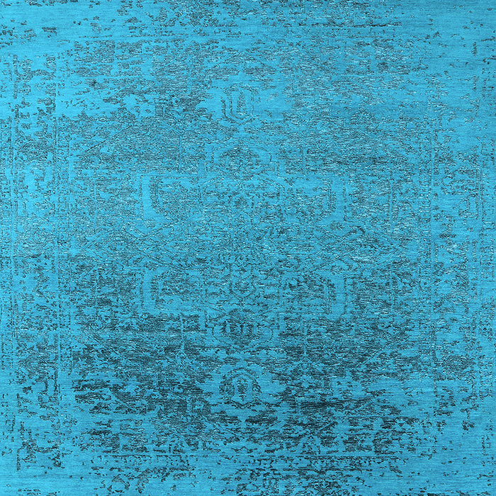 Square Machine Washable Oriental Light Blue Industrial Rug, wshurb2542lblu