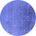 Round Oriental Blue Industrial Rug, urb2542blu