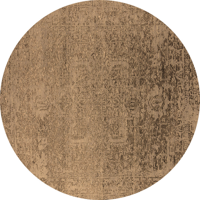 Round Machine Washable Oriental Brown Industrial Rug, wshurb2542brn