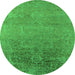 Round Oriental Green Industrial Rug, urb2542grn