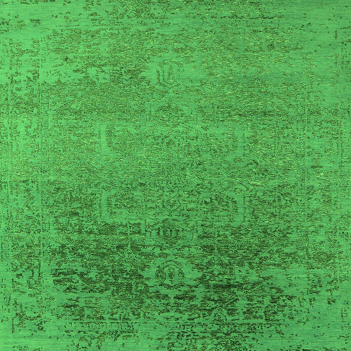 Square Machine Washable Oriental Green Industrial Area Rugs, wshurb2542grn