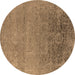 Round Oriental Brown Industrial Rug, urb2542brn