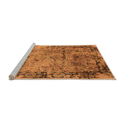 Sideview of Machine Washable Oriental Orange Industrial Area Rugs, wshurb2543org