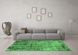 Machine Washable Oriental Emerald Green Industrial Area Rugs in a Living Room,, wshurb2543emgrn