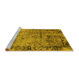 Sideview of Machine Washable Oriental Yellow Industrial Rug, wshurb2543yw