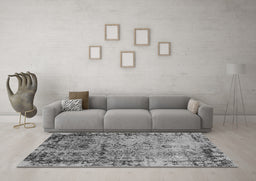 Machine Washable Oriental Gray Industrial Rug in a Living Room,, wshurb2543gry