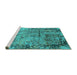 Sideview of Machine Washable Oriental Turquoise Industrial Area Rugs, wshurb2543turq