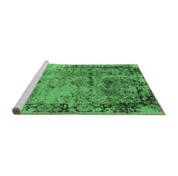 Sideview of Machine Washable Oriental Emerald Green Industrial Area Rugs, wshurb2543emgrn