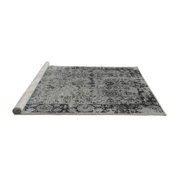 Sideview of Machine Washable Oriental Gray Industrial Rug, wshurb2543gry