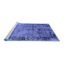 Sideview of Machine Washable Oriental Blue Industrial Rug, wshurb2543blu