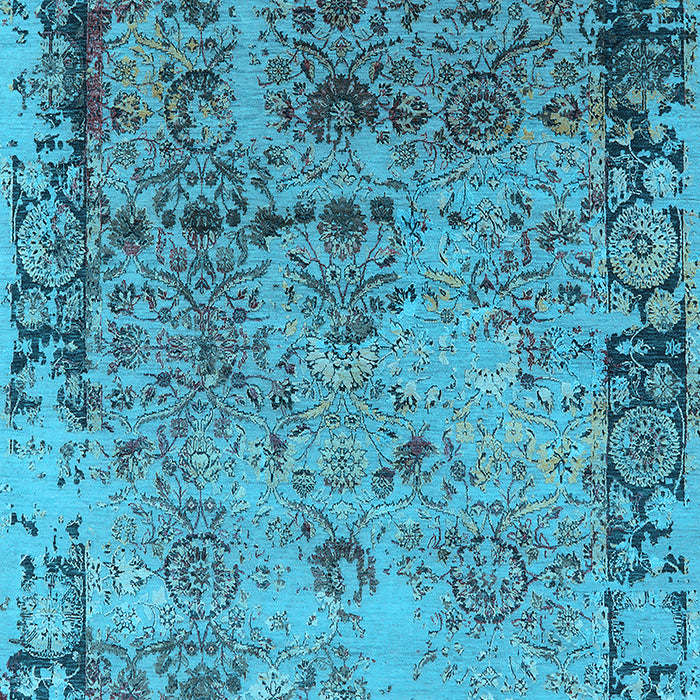 Machine Washable Oriental Light Blue Industrial Rug, wshurb2543lblu