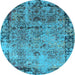 Round Oriental Light Blue Industrial Rug, urb2543lblu