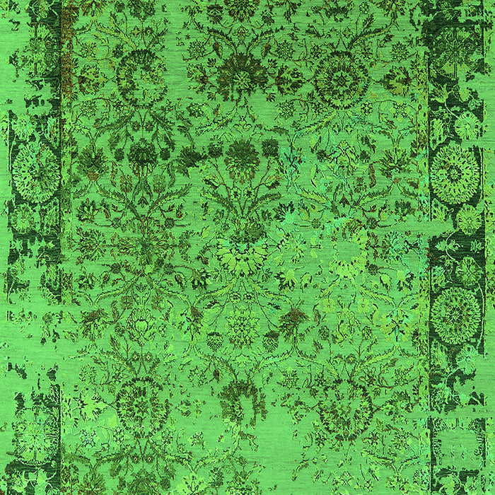 Machine Washable Oriental Green Industrial Area Rugs, wshurb2543grn