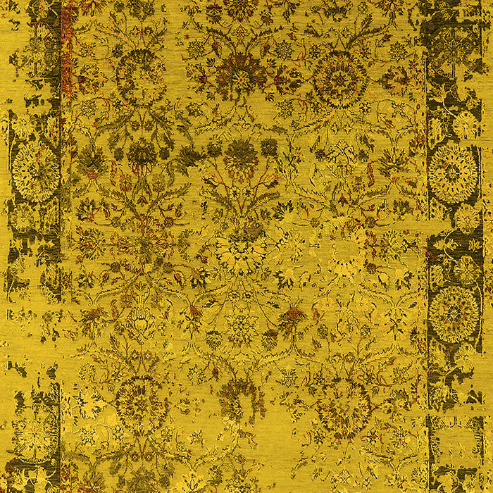 Machine Washable Oriental Yellow Industrial Rug, wshurb2543yw
