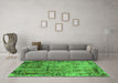 Machine Washable Oriental Green Industrial Area Rugs in a Living Room,, wshurb2543grn