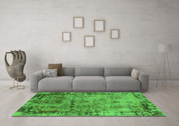 Machine Washable Oriental Green Industrial Area Rugs in a Living Room,, wshurb2543grn