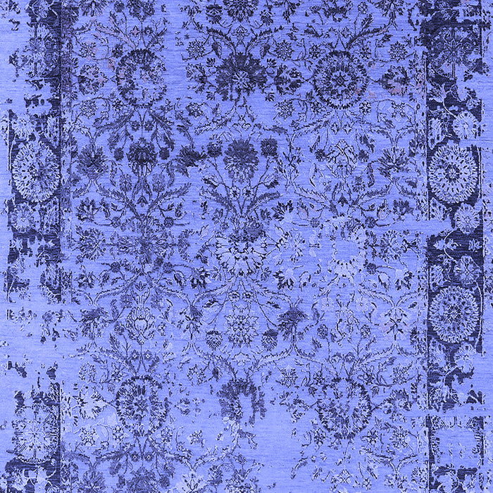 Machine Washable Oriental Blue Industrial Rug, wshurb2543blu