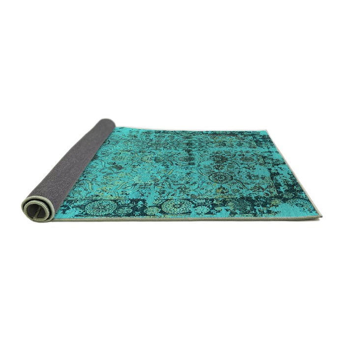 Sideview of Oriental Turquoise Industrial Rug, urb2543turq
