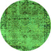 Round Oriental Green Industrial Rug, urb2543grn