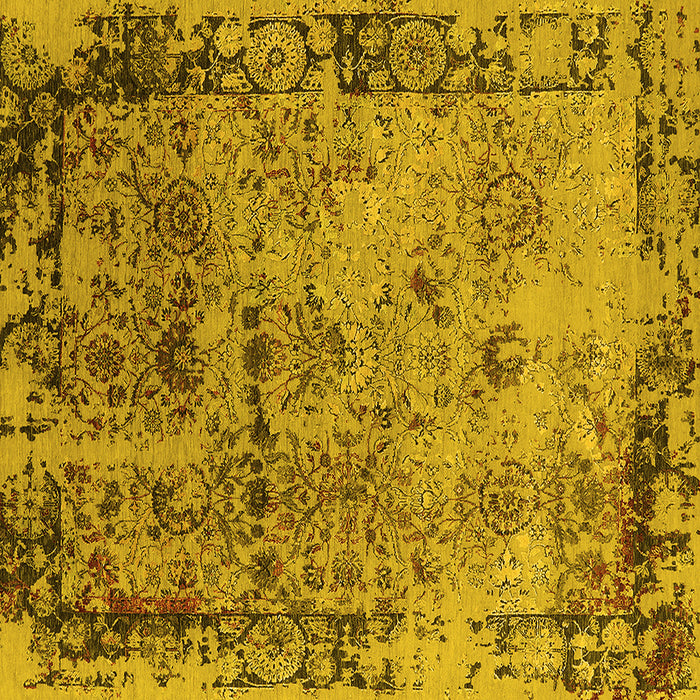 Square Machine Washable Oriental Yellow Industrial Rug, wshurb2543yw