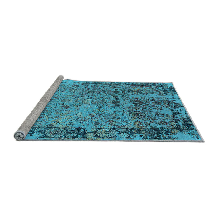 Sideview of Machine Washable Oriental Light Blue Industrial Rug, wshurb2543lblu