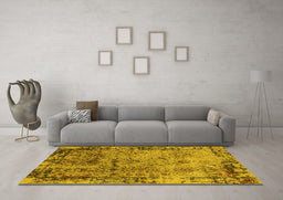 Machine Washable Oriental Yellow Industrial Rug in a Living Room, wshurb2543yw