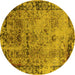 Round Oriental Yellow Industrial Rug, urb2543yw