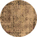 Round Oriental Brown Industrial Rug, urb2543brn