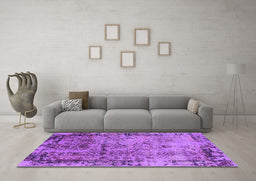 Machine Washable Oriental Purple Industrial Area Rugs in a Living Room, wshurb2543pur
