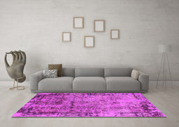 Machine Washable Oriental Pink Industrial Rug in a Living Room, wshurb2543pnk