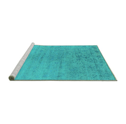 Sideview of Machine Washable Oriental Turquoise Industrial Area Rugs, wshurb2544turq