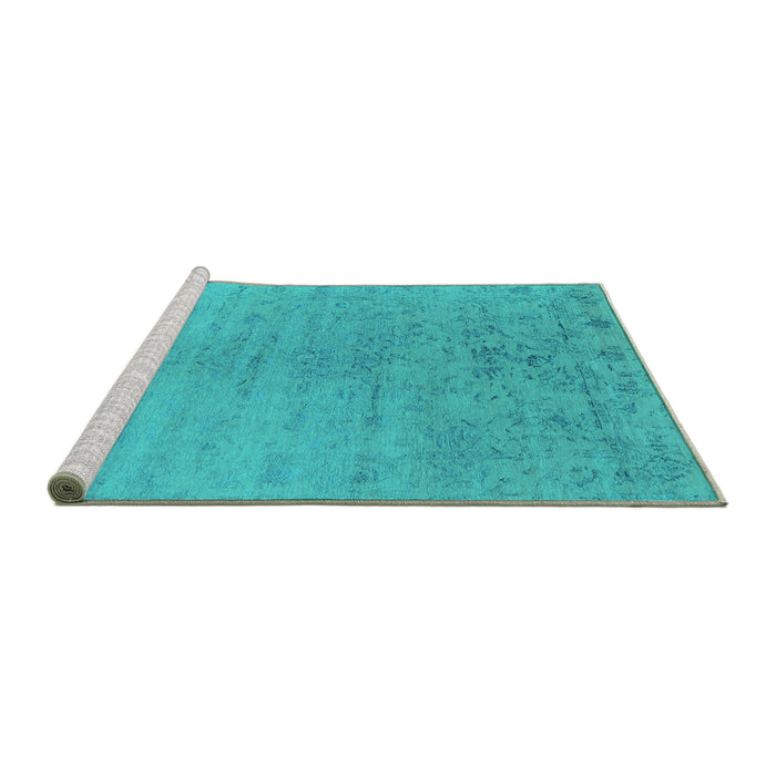 Sideview of Machine Washable Oriental Turquoise Industrial Area Rugs, wshurb2544turq