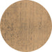 Round Oriental Brown Industrial Rug, urb2544brn